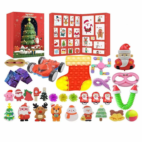 24 st/ set Adventskalender Fidget Toys Jultomten DIY Julgran Hängande Hänge 2023 Jul Nedräkningskalender Leksaker för barn style 8