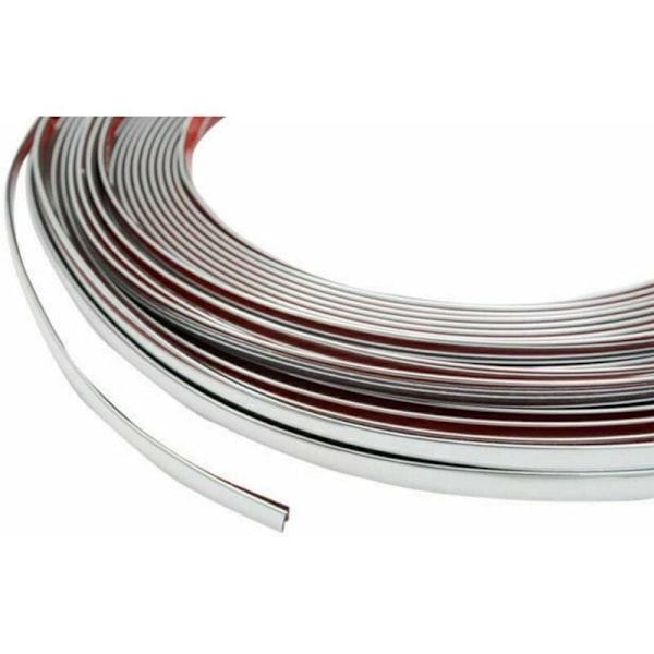 Självhäftande kromlist för bildekoration/trim Silver 6mm x 1