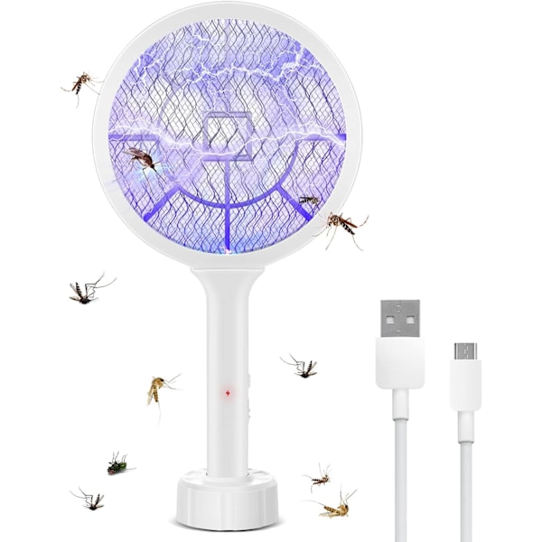 Elektrisk flueklapper, 3000V mygg insekt skadedyrbekjemper lampe insektfelle fanger flygende dreper for kjøkken, hjem, hage innendørs utendørs