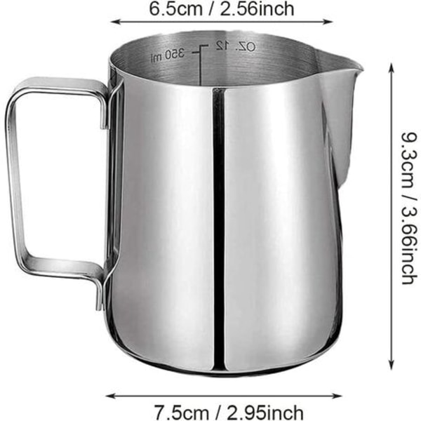 Melkeskummer, melkeskummer, melkeskummer i rustfritt stål, melkeskummer i rustfritt stål, skummende melkeskummer, 350 ML for fremstilling av melk