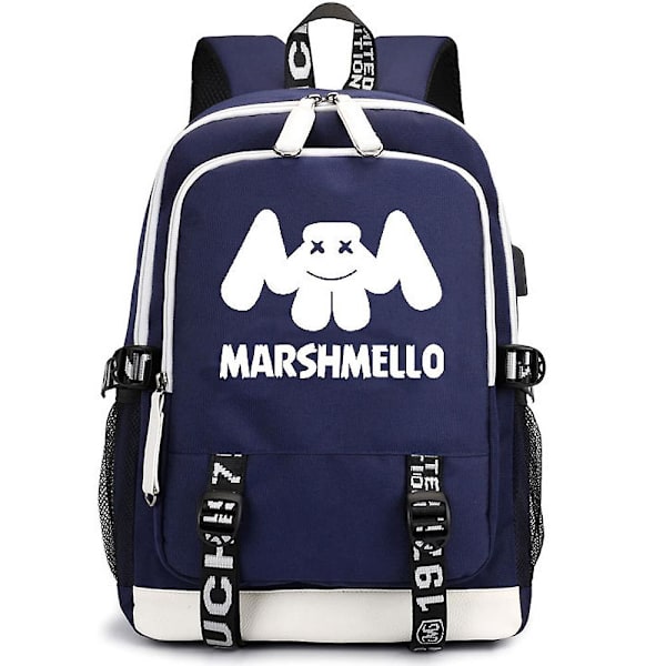 Marshmello USB Oppladbar Ryggsekk Skoleveske med Stor Kapasitet Color-2