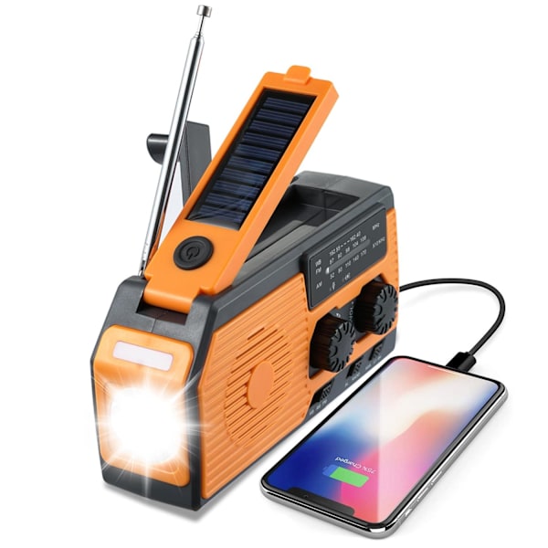 Vevradio med solcelle og Powerbank Extreme 5000 mAh - Perfekt orange