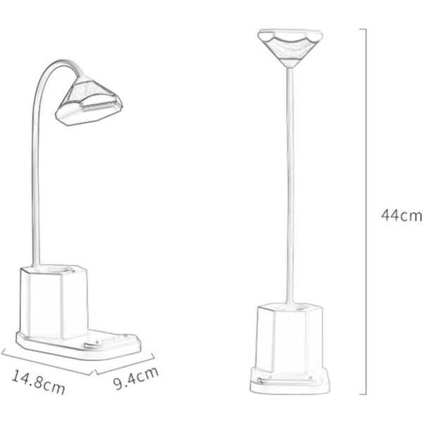 Bordlampe, Varm Hvidt Lys USB Genopladelig Justerbar Touch