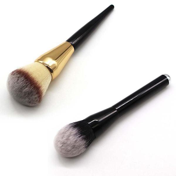 Poskipuna- ja puuterisivellin, iso puuterisivellin, litteä ja kaareva, korkealaatuinen, kestävä meikkisivellin, täydellinen virheettömän puuterin levittämiseen, 2 kpl black gold black