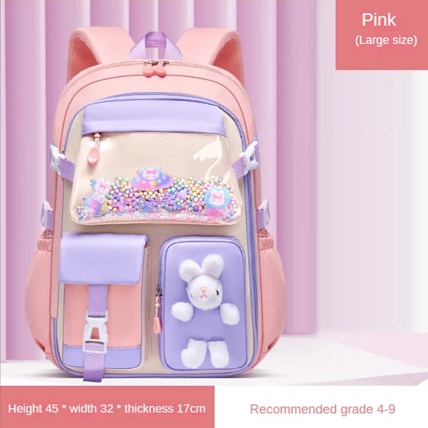 Barneskoleveske Skoleveske for jenter Lett ryggsekk for barn Kawaii vanntett skoleveske Pink small