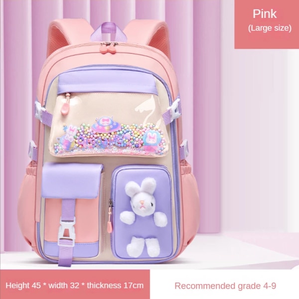 Peruskoulun reppu Tyttöjen koululaukku Kevyt lasten reppu Kawaii vedenpitävä koululaukku Purple small