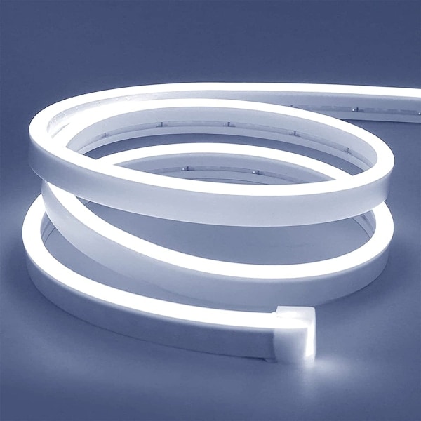 1M LED-stripe, 12V 6000K hvit neonstripe dimbar, fleksibel og