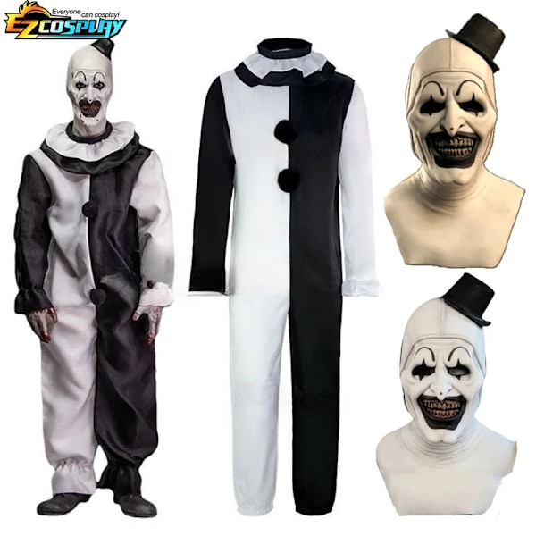 Art The Clown Cosplay Film Terrifier 2 Art The Clown Cosplay Kostyme Jumpsuit Maske Halloween Kostymer Maske for Menn Kvinner Maske B(one size) XL Mask B(one size)