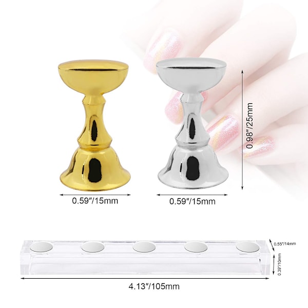 1 set akryl nageldesign träningsställ magnetiska nagelhållare