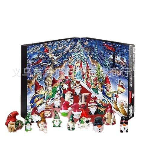 25-26 Julekalender med Nisser, 24 Samlefigurer i Resin, Nedtelling til Jul-FA-