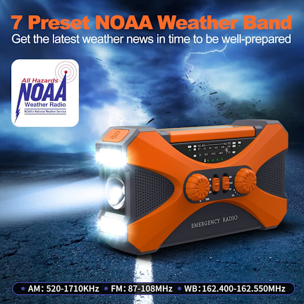 10000mAh Handvev Nödradio - Solar Handvev Radios Campingprylar Överlevnadsutrustning- Perfekt green