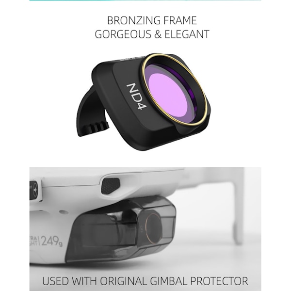 Mavic Mini 2 kardan kamera MCUV CPL ND-PL objektivfilter til DJI PL(ND4+ND8+ND16+ND32) CPL+ND8+ND16