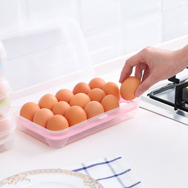 15 rutenett plast oppbevaringsboks eggbeholder eggkartonger for kjøleskap White