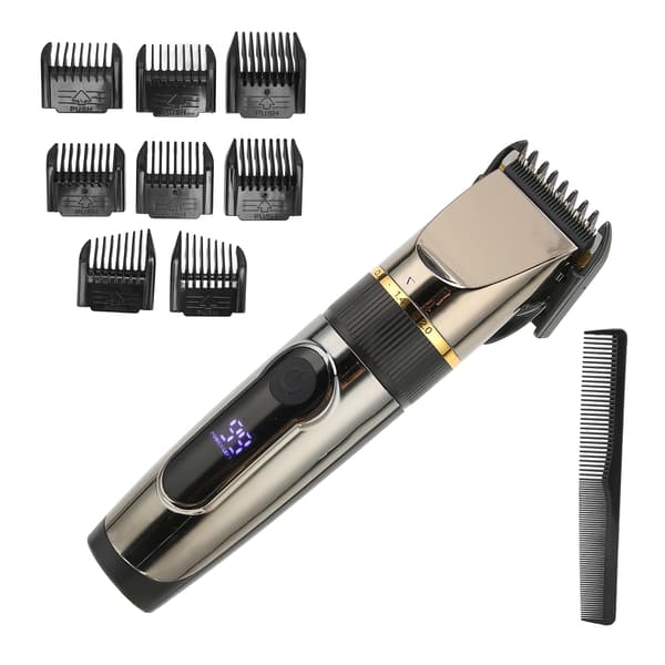 USB hårklipper LCD vanntett 2200mAh litiumbatteri hårtrimmer med 8 stk styrekam-FA-