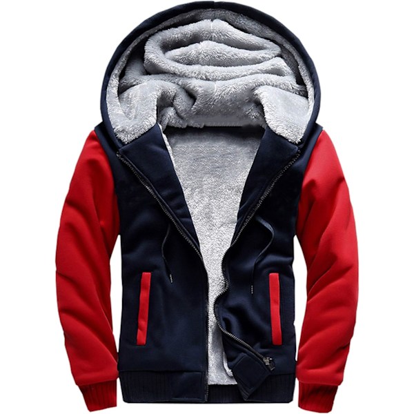 Herre Trøje Termisk Sherpa Foret Jumper Jakker Vinter Træning Fleece Hoodie Full Zip Uld Varmt Tyk Frakke Yderbeklædning 02red 02red S