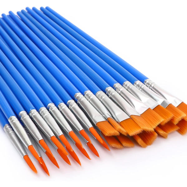 30 stk pensler, små bulk pensler, til detaljeret maling, til miniature detaljeret maling, blå Mix(15Flat +15Round)