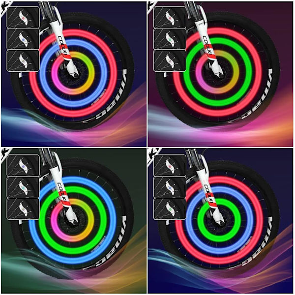 Cykel Ekerlys 4-Pack Dæk Blinkende Lys LED Neon Hjul Blinkende Cykellys Vandtæt 3 Blinkende Tilstande Cykling Tilbehør Blue+color