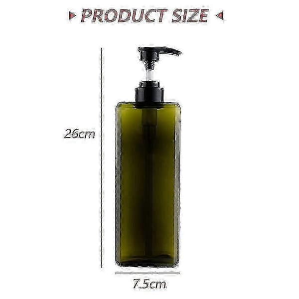 2-pack 1000 ml pumpflaska dispenser påfyllningsbar fyrkantig dispenser tom pumpflaska för-FA-