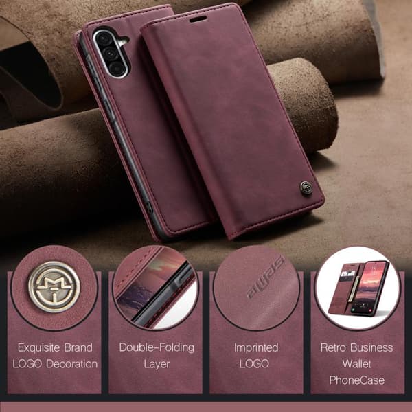 Samsung Galaxy A56 Deksel CaseMe 013 Multifunksjonell Horisontal Flip Lær [JUN]-FA- Röd
