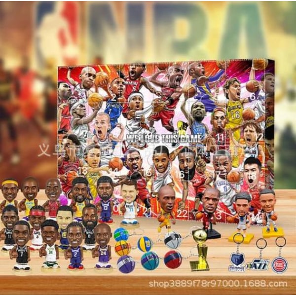 NBA Julkalender 2024 för Jul - NBA Julkalender med 24 Dörrar, James, Kobe, etc. Rutiga Presenter