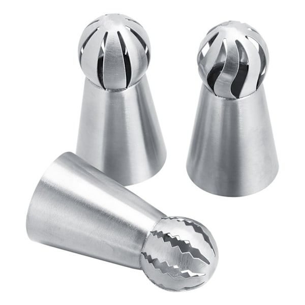 3 store sprøytetips / dyser - Rustfritt stål silver