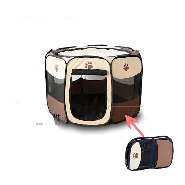 Bärbar hopfällbar husdjurstält Hundhusbur brun brun L:91*91*58cm