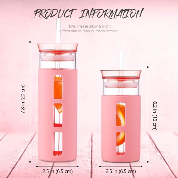 Glas 500ml - Resemugg Drickburk med Sugrör och Lock Smoothie