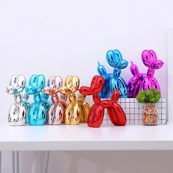 Nordisk Resin Hund Håndværk Galvanisering Ballon Hund Skulptur Hjem Dekorationer Moderne Stue Skrivebordspynt Red