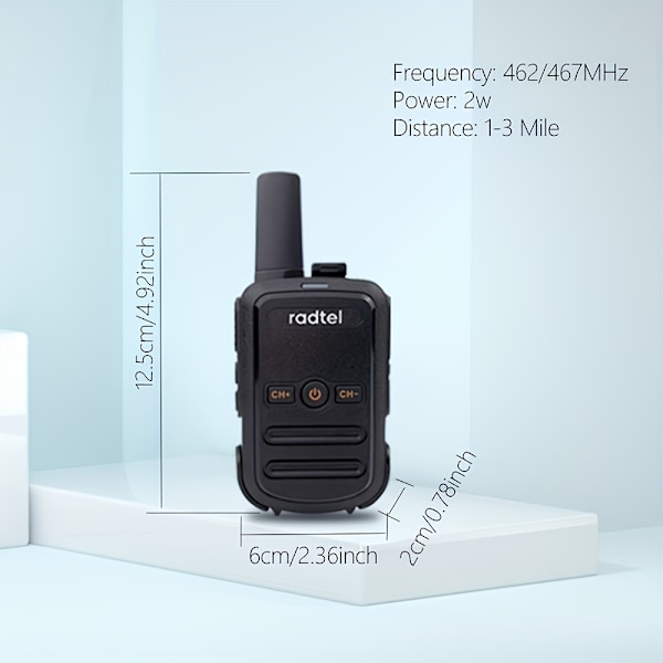 Mini 2w FRS Walkie Talkie Radtel RT12 Bærbar tovejsradio langdistans børn Walkie-Talkie til hotelvirksomhed Black