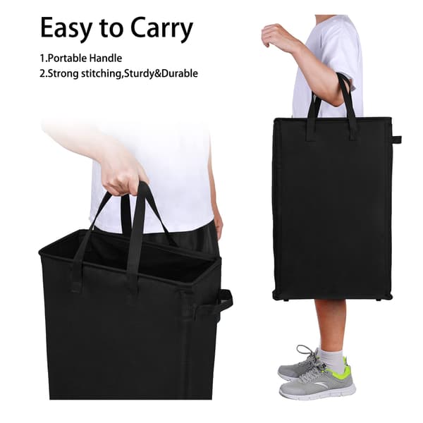2-pack Slim Laundry Basket, Foldable Laundry Hamper, Thin Dirty Clothes Storage, Slim Foldable Laundry Bag, Space-Saving Basket-FA- Black