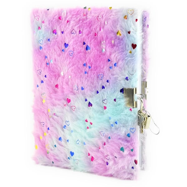 Dagbok med Lås Fluffiga Hjärtan multicolor 304
