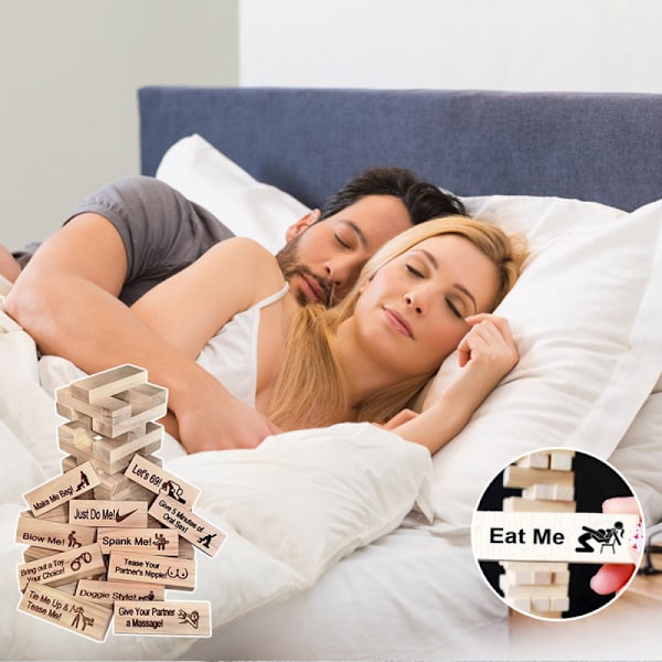 Block Tower Jenga -peli, hauska tornin rakennuspeli pariskunnille, ystävänpäivän tornipeli aikuisille, pariskunnille, illanviettoon, lahja