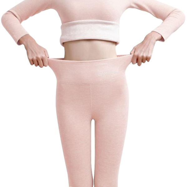 Afslappede Varme Vinterbukser i Ensfarvet, Bløde Sky Fleece Leggings, Vinterleggings til Kvinder Rosa Pink Pink XL