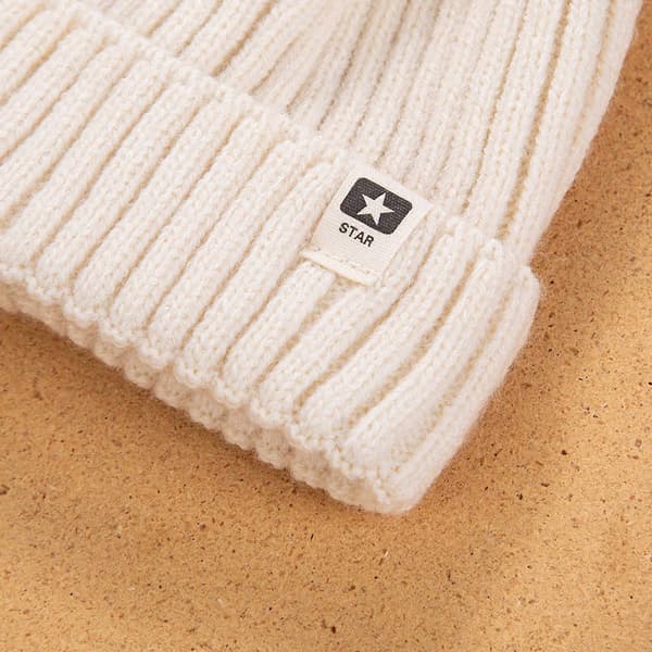 Børnehat Børnehat Hue Skihue Camping Varm Hue Elastisk Strikket Vinterhue Til Drenge Piger Unisex 3-10 År Hvid-FA-