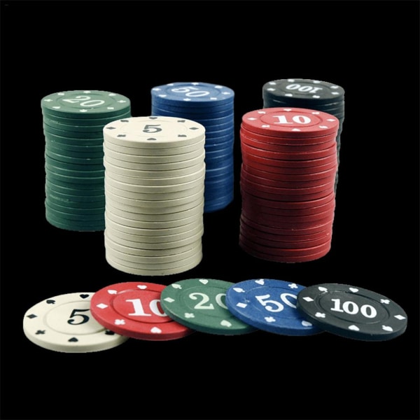 100x Brädspel Pokermarker Kasinospel Rekreation Pengar Set Casino Pokermarker