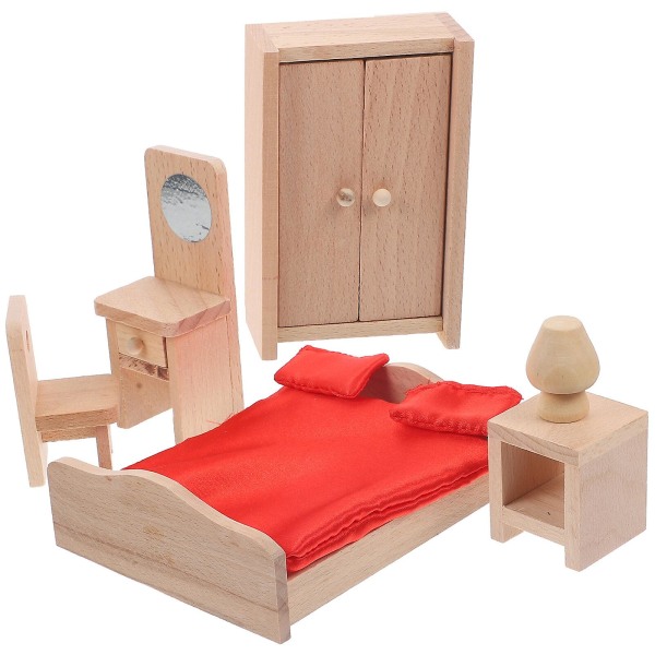 1 set trä dockhus möbler miniatyr dockhus tillgång