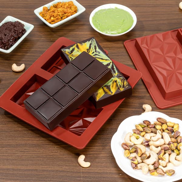 Chokoladebarform Dyb Dubai 1 Tomme Pistacie Chokoladebar Silikone Tyk Form, Stor Slikbarform til Fyldning-FA-