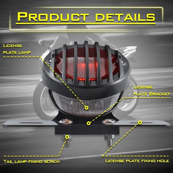 ##/Rundt sort metal baglygte til mountainbikes og motorcykler, baglygte,##/-XM4-