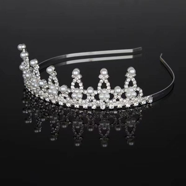 Børne krystal tiara krone til brudepiger, perle prinsesse