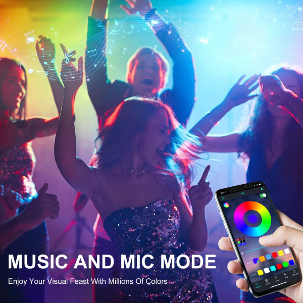 LED-lysstripe 15M, PSTAR Bluetooth LED-lysstripe RGB 24V med IR-fjernkontroll App-styrt musikknapp EU EU jeg