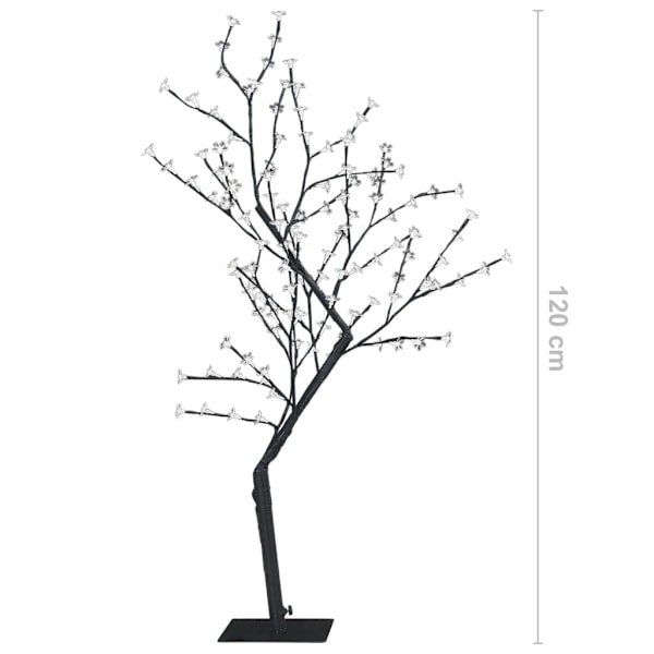 vidaXL Muovikuusi 128 LED:llä kirsikankukkia sininen valo 120 cm 2360 black