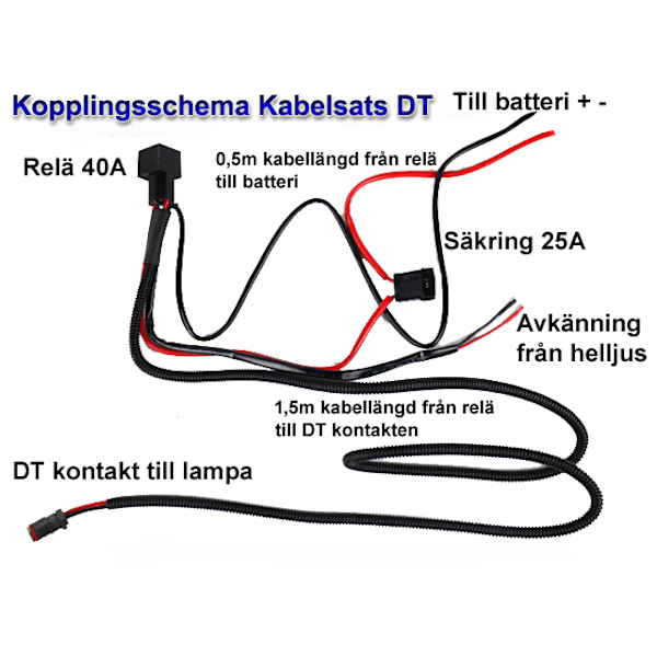 DT kabelsats relékabel relésats + kontakt t. LED-rampe arbeidslys 200