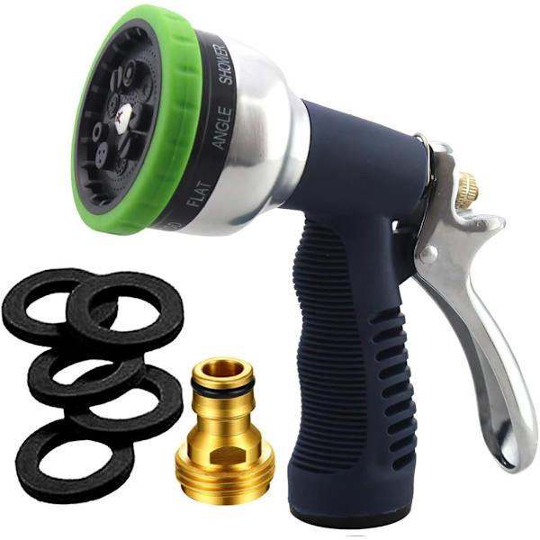 Hageslangemunnstykke Heavy Duty Spray 9 Justerbare mønstre Metall