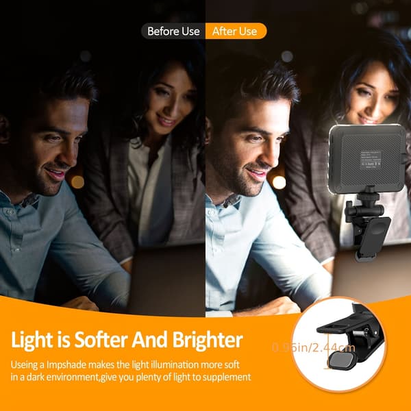 RadiantGlow Clip-On Selfie-lys til telefon og bærbar computer - Justerbar lysstyrke-FA-