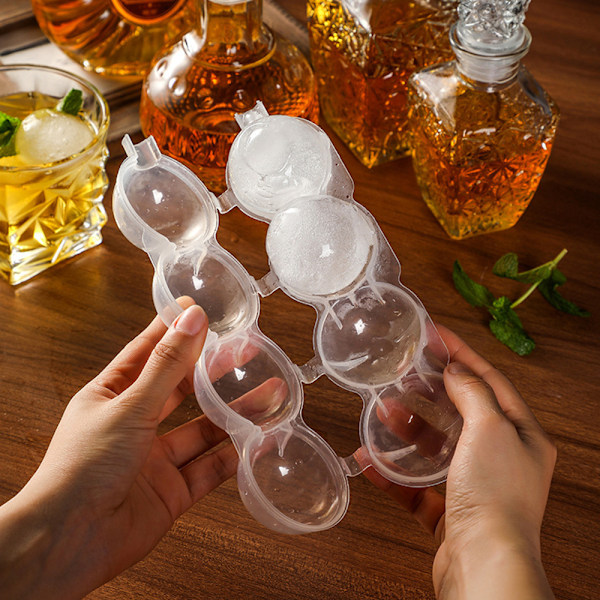2-pakks Isform for Isboller - Runde Isbiter, Iskubsform, Kuler, Plast transparent