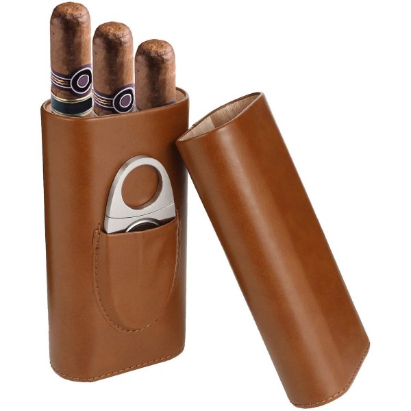 Present till pappa, humidor med 3 cigarrer, läderhumidor Wi