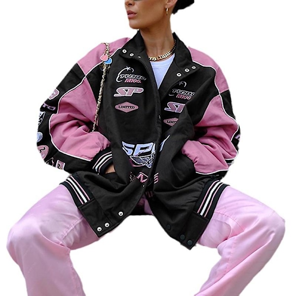 Barbie Pulvertryck Vintage Racingjacka - Y2K Streetwear Pilotjacka M