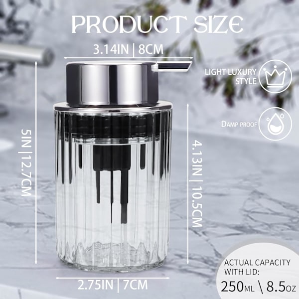 2-pack skummande tvålpump - Transparent akryl skumhandtvålpump för badrum, modern påfyllningsbar Clear