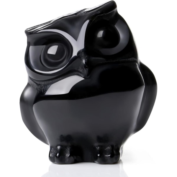 Uggla figur prydnad, Obsidian Crystal Owl Present för kvinnor män, Söta uggla prydnader för vardagsrumsinredning