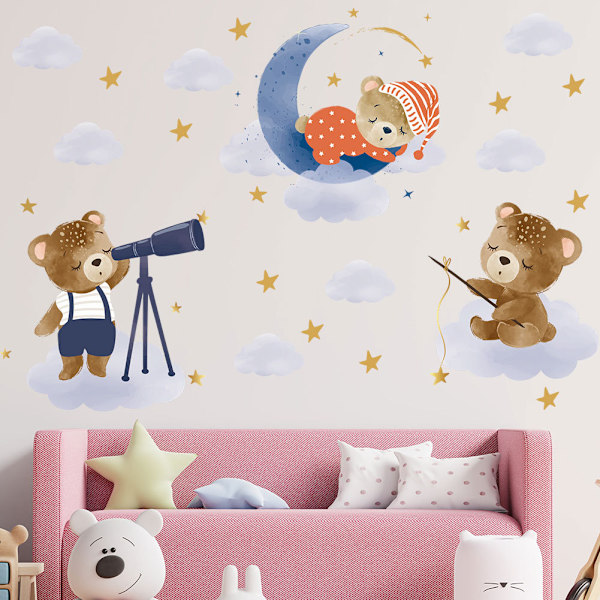 En uppsättning väggdekorationer, Cubs Moon Stars väggdekoration för vardagsrum